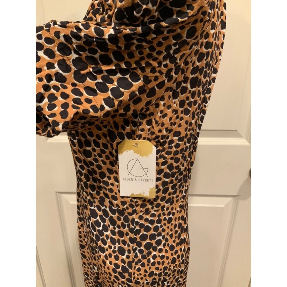 Sea New York Brown & Black Leopard Print Short Sleeve Maxi Dress, Sz 6 - Picture 5 of 8